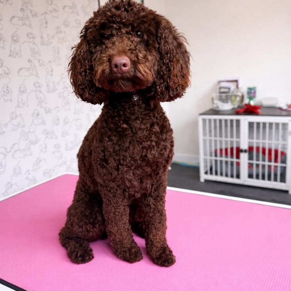 Chocolate Cockapoo after pamper session at The Dog Pod
